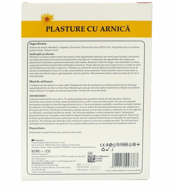 Plasturi cu arnica 10*15cm Augama 10 buc/cutie