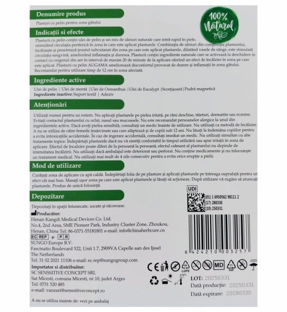 Plasturi cu pelin pentru zona gatului Augama 6 buc/cutie