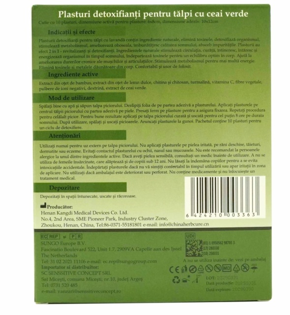 Plasturi detoxifianti cu ceai verde Augama 10 buc/cutie