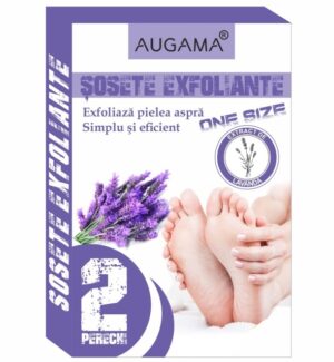 Sosete exfoliante pentru talpi cu parfum de lavanda 2 perechi Augama