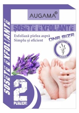 Sosete exfoliante pentru talpi cu parfum de lavanda 2 perechi Augama