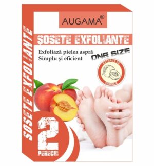 Sosete exfoliante pentru talpi cu piersica 2 perechi Augama